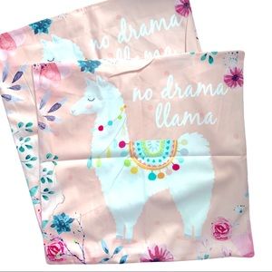 NWT Waldeal No Drama Llama Soft Plush Pink Floral 2-Pack Pillow Cases 18X18”